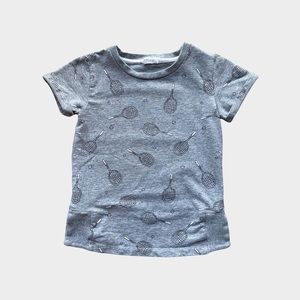 Miles Racket Pattern Acid Wash Gray Thick Cotton Shirt